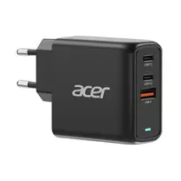 „Acer“ 67 W PD GaN įkroviklis, 2 x USB-C ir 1 x USB-A, ES kištukas, 100 W USB-C laidas, juodos spalvos (mažmeninės prekybos pakuotė) | „Acer“