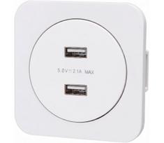 Aigostar - USB maitinimo lizdas su rėmeliu, 2x USB-A, baltas
