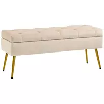 Minkštas suoliukas su daiktadėže 102 x 35 x 43 cm, smėlio spalvos