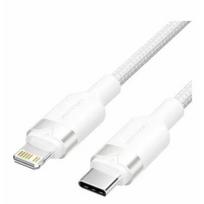 USB-C į Lightning kabelis - Vention - Greitas įkrovimas 27 W - Nylono pintas - 480Mbps - 3 A - 2 M - Balta