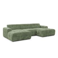 Žalios spalvos kampinė sofa („U“ formos/su gultu) Melva – Ropez
