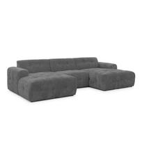 Tamsiai pilkos spalvos kampinė sofa („U“ formos/su gultu) Melva – Ropez