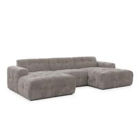 Pilkos spalvos kampinė sofa („U“ formos/su gultu) Melva – Ropez