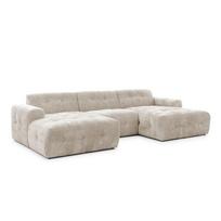 Smėlio spalvos kampinė sofa („U“ formos/su gultu) Melva – Ropez