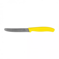 Virtuvinis peilis Victorinox Swiss Classic 6.7838.C1 dantytais ašmenimis, su užapvalintu galiuku, geltonas