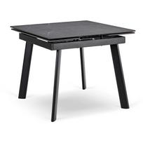 LARES kvadratinis ištraukiamas stalas, 90–150 cm, keramika, juodas marmuras/juodas modernus