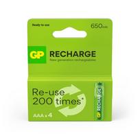 Įkraunami elementai GP RECHARGE AAA, 650mAh, 4 vnt.