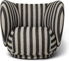Ferm Living Sukama kėdė Rico Lounge, smėlio spalvos ir juodais dryžiais