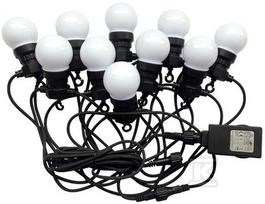 V-tac 10x0,50W LED lempučių juosta - girlianda su EURO jungtimi, IP44, RGB, laido ilgis 5m