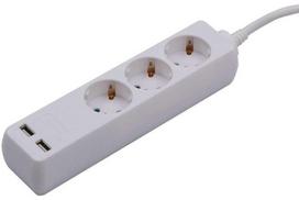 Ilgintuvas 3-vietis V-TAC, 2usb jungtys, 3G1.5MM2 X 5M, baltas