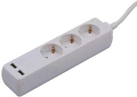 Ilgintuvas 3-vietis V-TAC, 2usb jungtys, 3G1.5MM2 X 1.5M, baltas