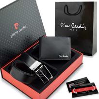 Dovanų rinkinys vyrams: odinė piniginė Pierre Cardin RFID, odinis diržas 75T8806BB