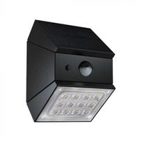 Sieninis šviestuvas V-tac 2,5W LED sieninis įkraunamas šviestuvas su saulės baterija ir judesio davikliu, juodas, 3000/4000/6000K, IP65