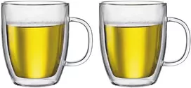 Bodum Bistro dvigubos sienelės puodeliai, 450 ml, 2 vnt., permatomi
