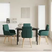 Valgomojo kėdės 4 vnt. Audinys Tamsiai žalia 60 x 56 x 96 cm