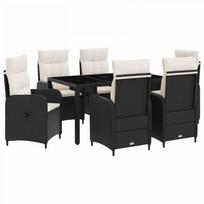 Lauko valgomojo komplektas 7 pcs Juoda ir kreminė balta