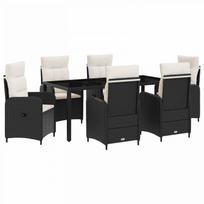 Lauko valgomojo komplektas 7 pcs Juoda ir kreminė balta