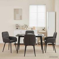Valgomojo kėdės 4 pcs Dirbtinė oda Juoda 56,5 x 50 x 86 cm