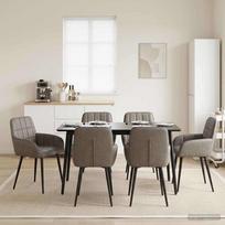 Valgomojo kėdės 6 pcs Dirbtinė oda Pilka 56,5 x 50 x 86 cm