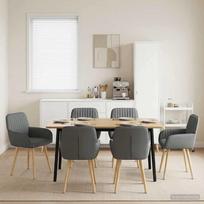 Valgomojo kėdės 6 pcs Audinys Tamsiai pilka 56,5 x 50 x 87,5 cm