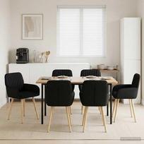 Valgomojo kėdės 6 pcs Audinys Juoda 56,5 x 50 x 87,5 cm
