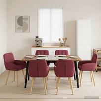 Valgomojo kėdės 6 pcs Audinys Vyno raudona 56,5 x 50 x 87,5 cm