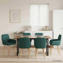 Valgomojo kėdės 6 pcs Audinys Tamsiai žalia 56,5 x 50 x 87,5 cm