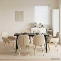 Valgomojo kėdės 6 pcs Audinys Kreminė 56,5 x 50 x 87,5 cm