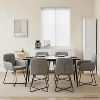 Valgomojo kėdės 6 pcs Aksomas Šviesiai pilka 59 x 56,5 x 86 cm