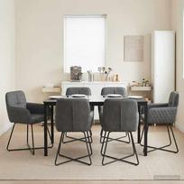 Valgomojo kėdės 6 pcs Aksomas Tamsiai pilka 59 x 56,5 x 86 cm
