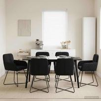 Valgomojo kėdės 6 pcs Aksomas Juoda 59 x 56,5 x 86 cm