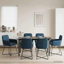 Valgomojo kėdės 6 pcs Aksomas Mėlyna 59 x 56,5 x 86 cm