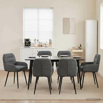 Valgomojo kėdės 6 pcs Aksomas Tamsiai pilka 59 x 59,5 x 90 cm