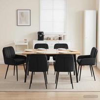 Valgomojo kėdės 6 pcs Aksomas Juoda 59 x 59,5 x 90 cm