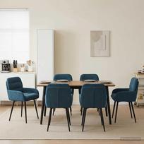 Valgomojo kėdės 6 pcs Aksomas Mėlyna 59 x 59,5 x 90 cm