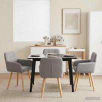Valgomojo kėdės 4 pcs Bouclé Šviesiai pilka 59 x 56 x 86 cm