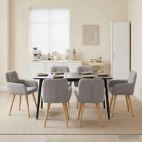 Valgomojo kėdės 6 pcs Bouclé Šviesiai pilka 59 x 56 x 86 cm