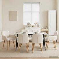 Valgomojo kėdės 6 pcs Bouclé Kreminė 59 x 56 x 86 cm
