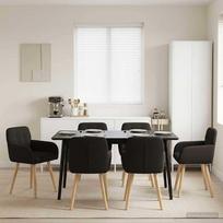 Valgomojo kėdės 6 pcs Bouclé Juoda 59 x 56 x 86 cm