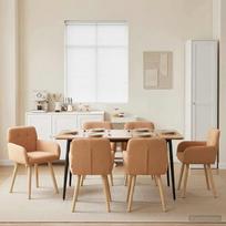 Valgomojo kėdės 6 pcs Bouclé Smėlio 59 x 56 x 86 cm