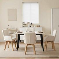 Sukamos valgomojo kėdės 4 pcs Bouclé Kreminė 54 x 58 x 87 cm