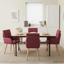 Valgomojo kėdės 4 pcs Audinys Vyno raudona 60 x 56 x 96 cm