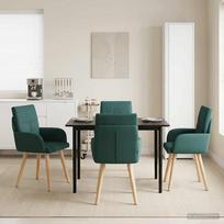 Valgomojo kėdės 4 pcs Audinys Tamsiai žalia 60 x 56 x 96 cm