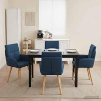 Valgomojo kėdės 4 pcs Audinys Mėlyna 60 x 56 x 96 cm