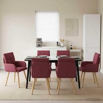 Valgomojo kėdės 6 pcs Audinys Vyno raudona 60 x 56 x 96 cm