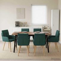Valgomojo kėdės 6 pcs Audinys Tamsiai žalia 60 x 56 x 96 cm