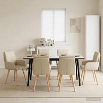 Valgomojo kėdės 6 pcs Audinys Kreminė 60 x 56 x 96 cm