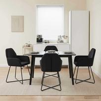 Valgomojo kėdės 4 pcs Aksomas Juoda 55 x 50 x 84 cm