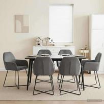 Valgomojo kėdės 6 pcs Aksomas Tamsiai pilka 55 x 50 x 84 cm