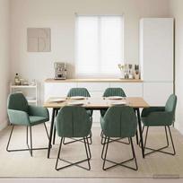 Valgomojo kėdės 6 pcs Aksomas Jūrinė žalia 55 x 50 x 84 cm